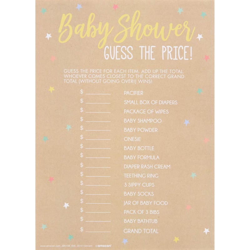 Baby Shower Game Guess The Price