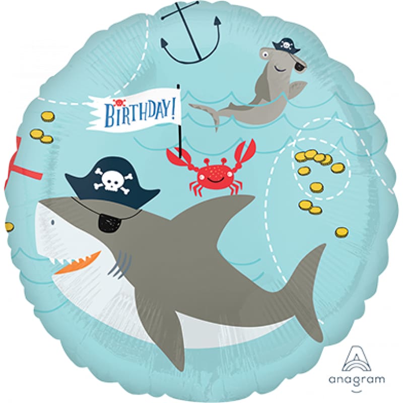 Foil 45cm Birthday Ahoy Sharks