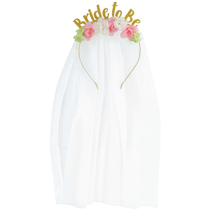 Headband Bride To Be with Veil Flowers