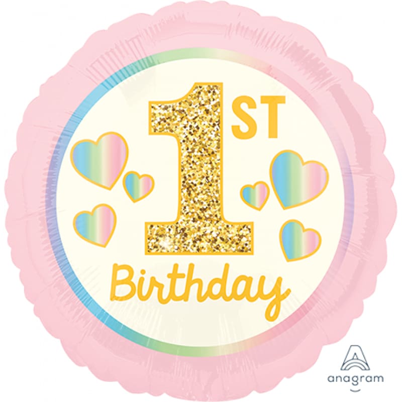 Foil 45cm 1st Birthday Pink Sparkle