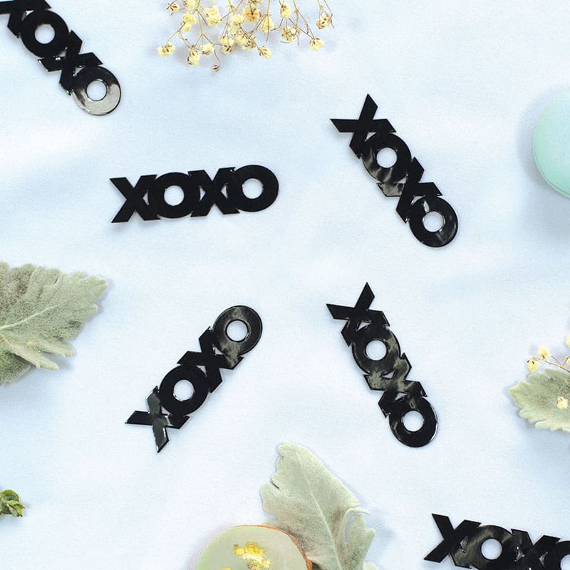 Confetti Jumbo Foil XOXO Black Pk20 DNR