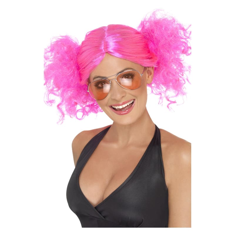 Wig Bunches Pink 80's