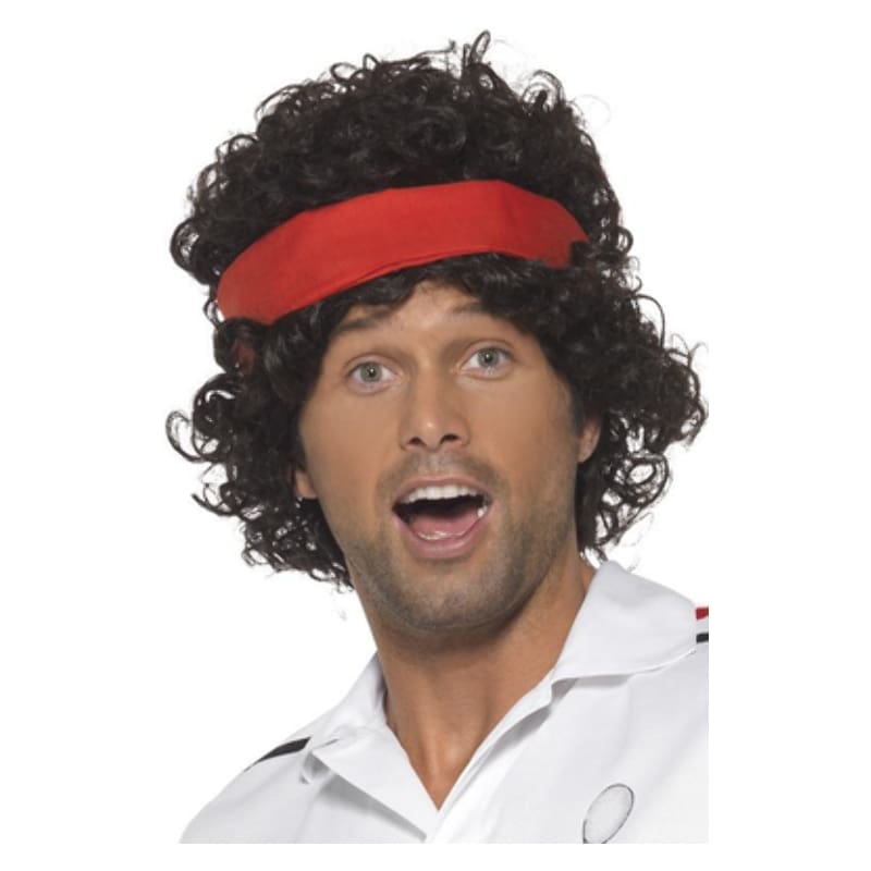 Wig Tennis Player 80's Curly Black