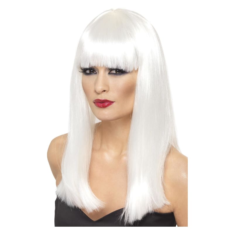 Wig Long White With Fringe