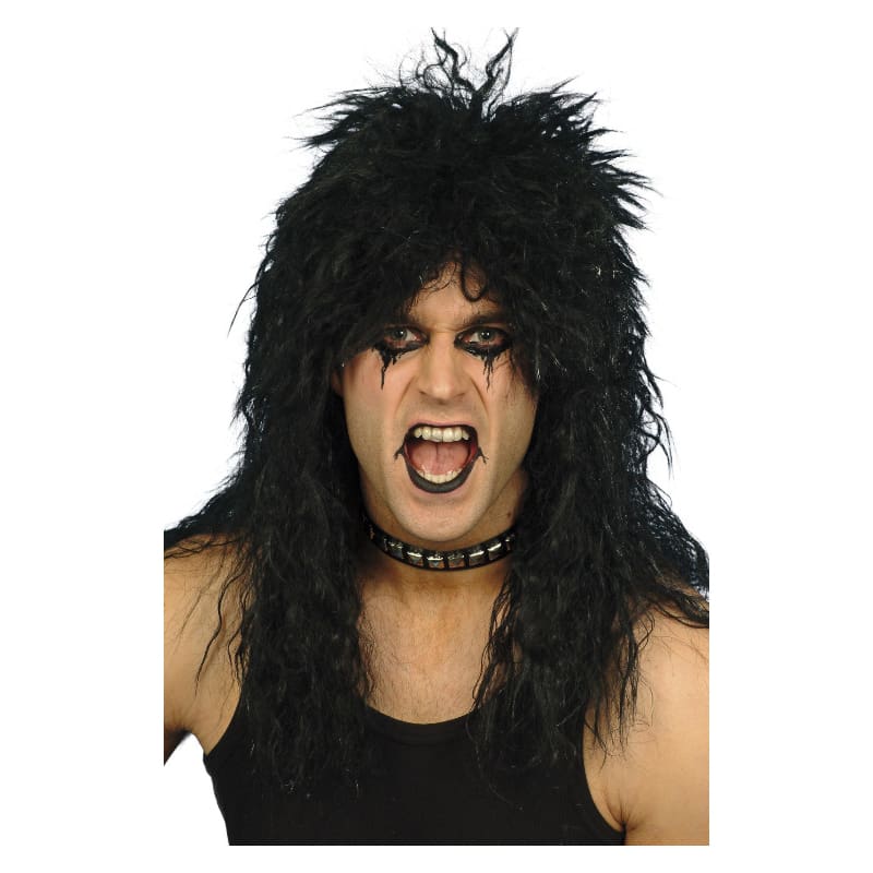 Wig Rock God Rocker Black Tousled