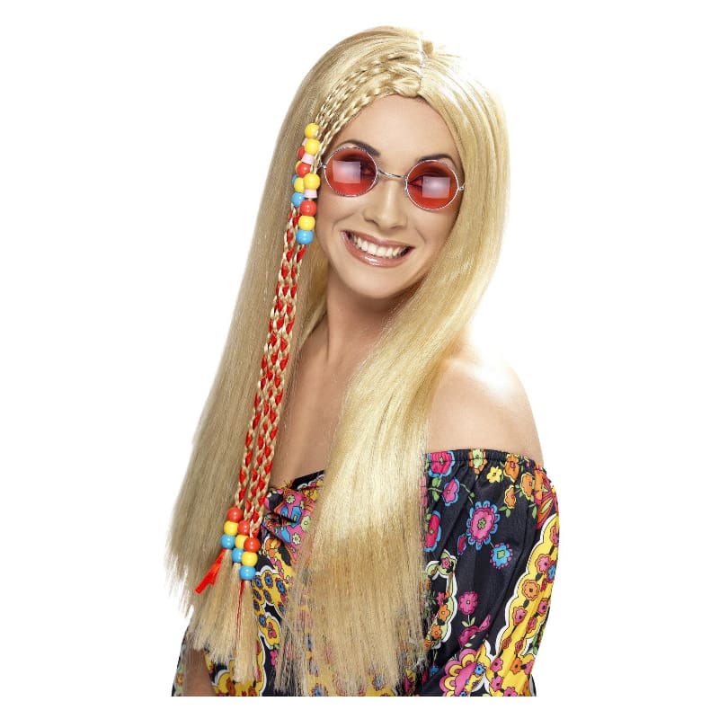 Wig Hippie Blonde Coloured Beads