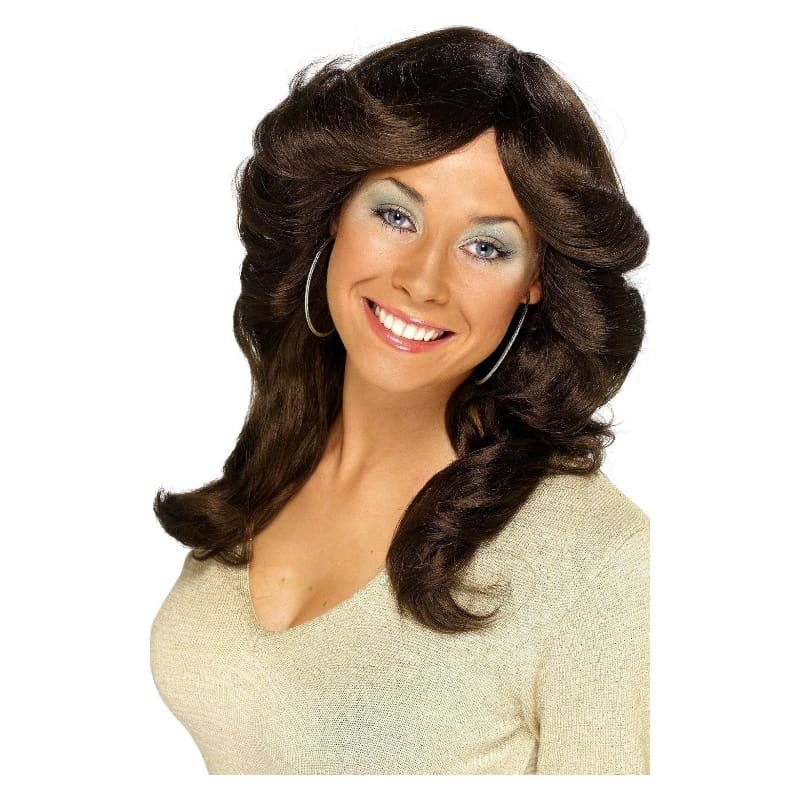 Wig Wavy and Layered Brown 70's Flick