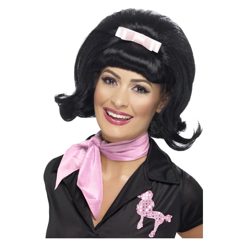 Wig Beehive Flicked Bob Black DNR