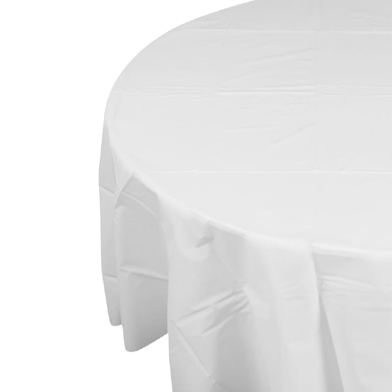 Tablecloth Round Plastic White DNR