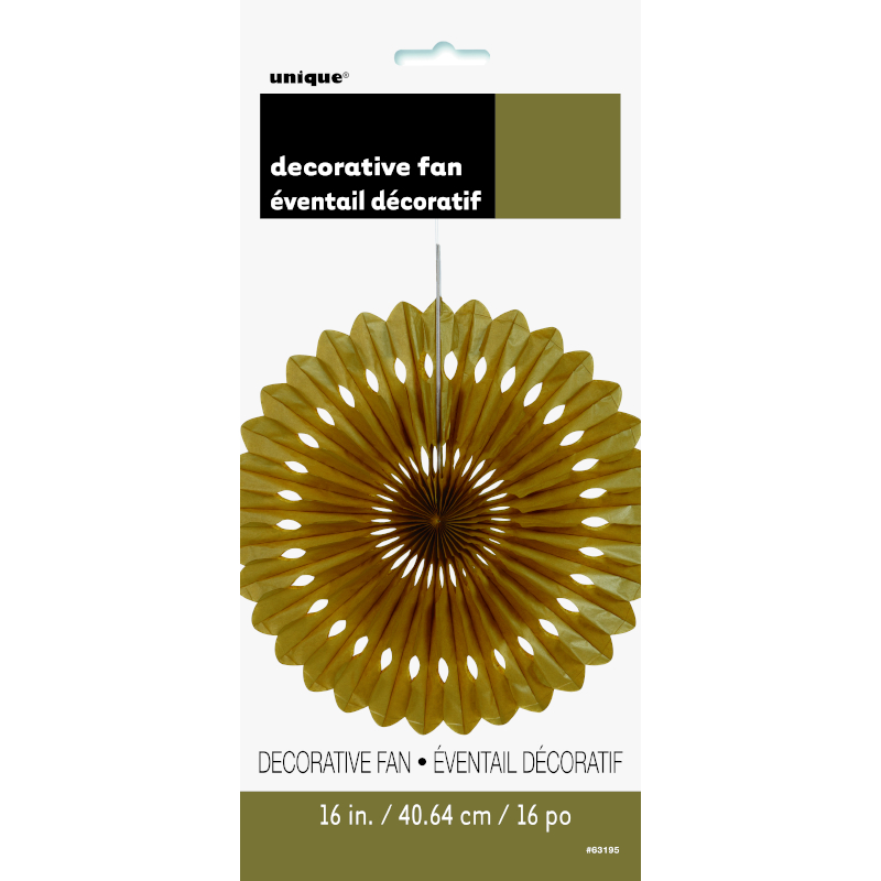 Hanging Decorative Fan 40cm Gold NLA