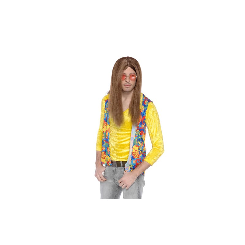 Wig Hippie Guy Long Brown Premium
