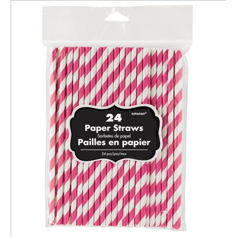 Straws Paper Pink White Pk24