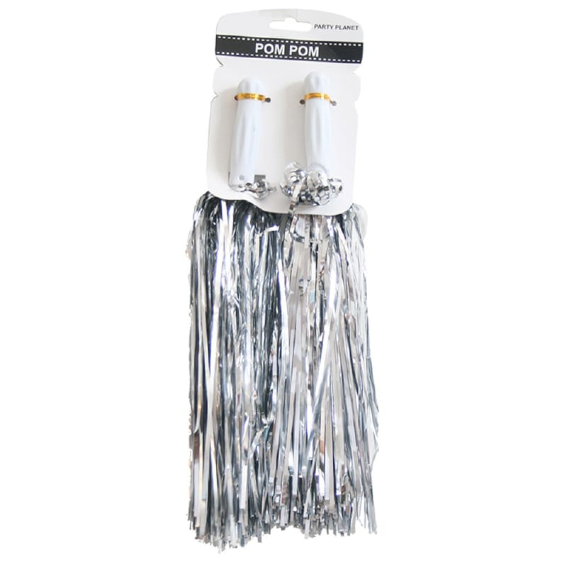 Pom Poms Silver Tinsel Pk2