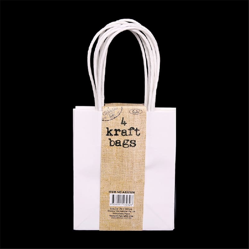 Paper Bags Kraft White 13.7cm x 11cm Pk4