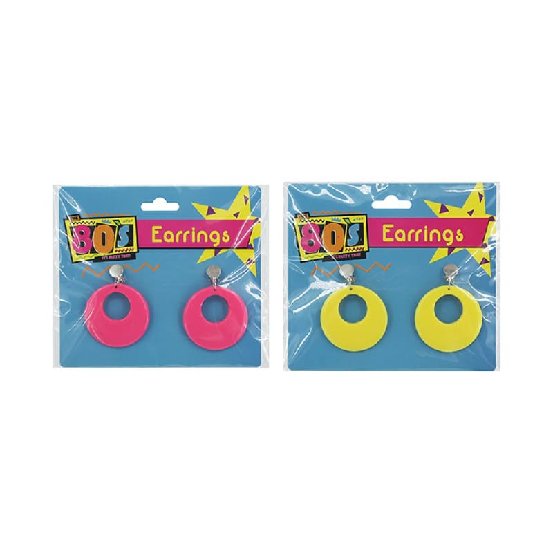 Earrings Round 80's Assorted Colours