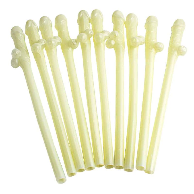 Straws Willie Glow in The Dark Pk10