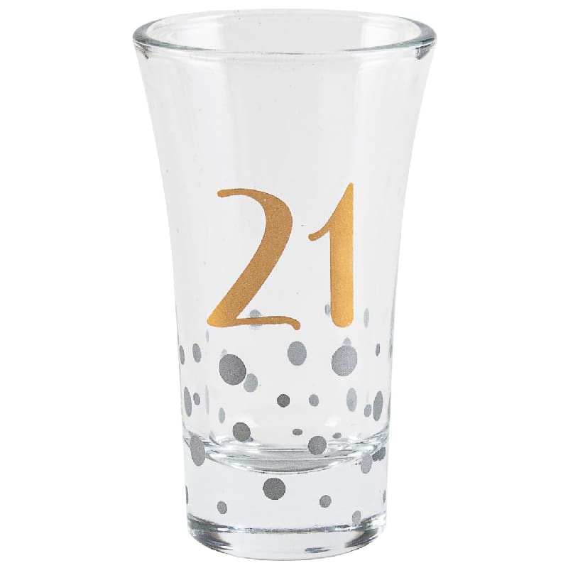 Shot Glass 21st Rose Gold Dots