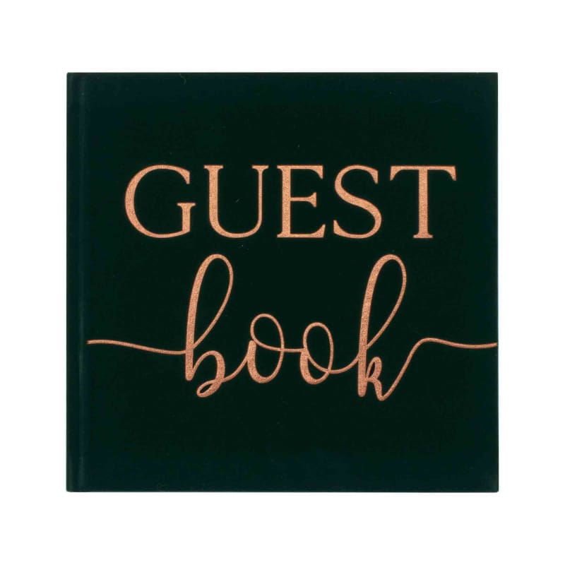 Guest Book Dark Green Rose Gold Velvet