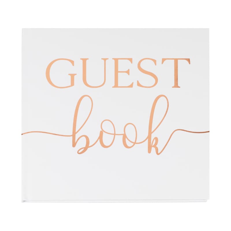 Guest Book White with Rose Gold