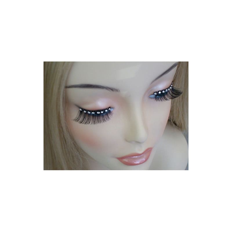 Eyelashes Black with Diamontes