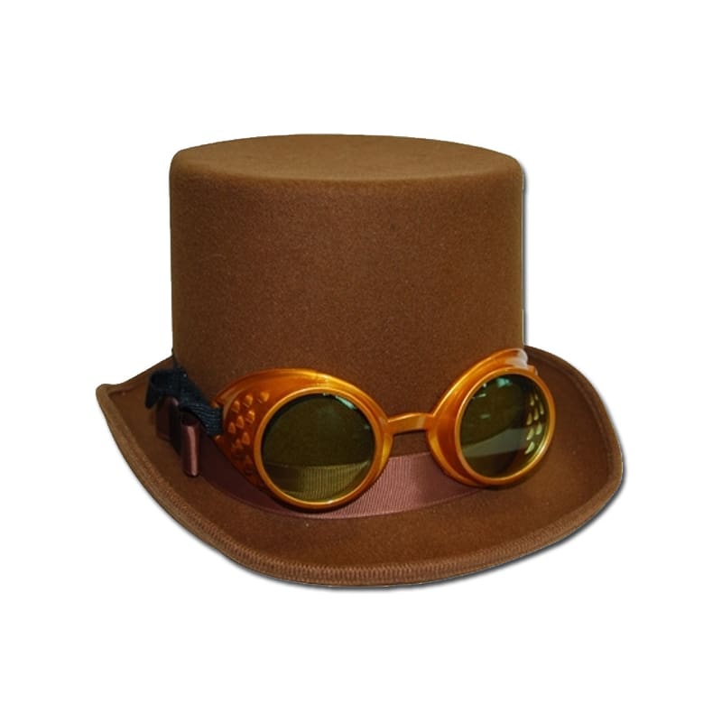 Top Hat Brown Steam Punk with Goggles