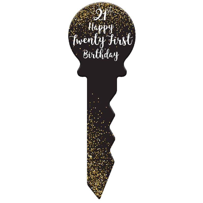 Key 21st Medium Black Gold Dots Cursive