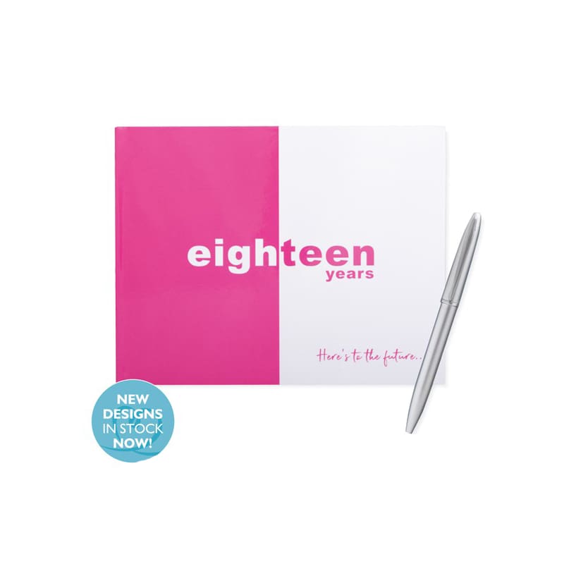 Guest Book 18th Eighteen Years Pink Whit