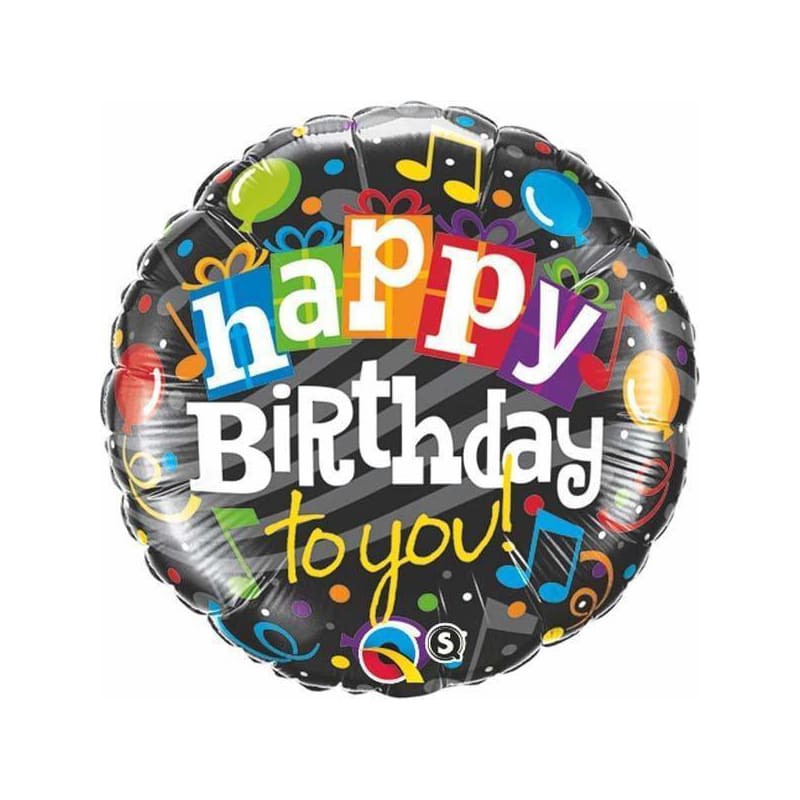 Foil 45cm Happy Birthday To You Black