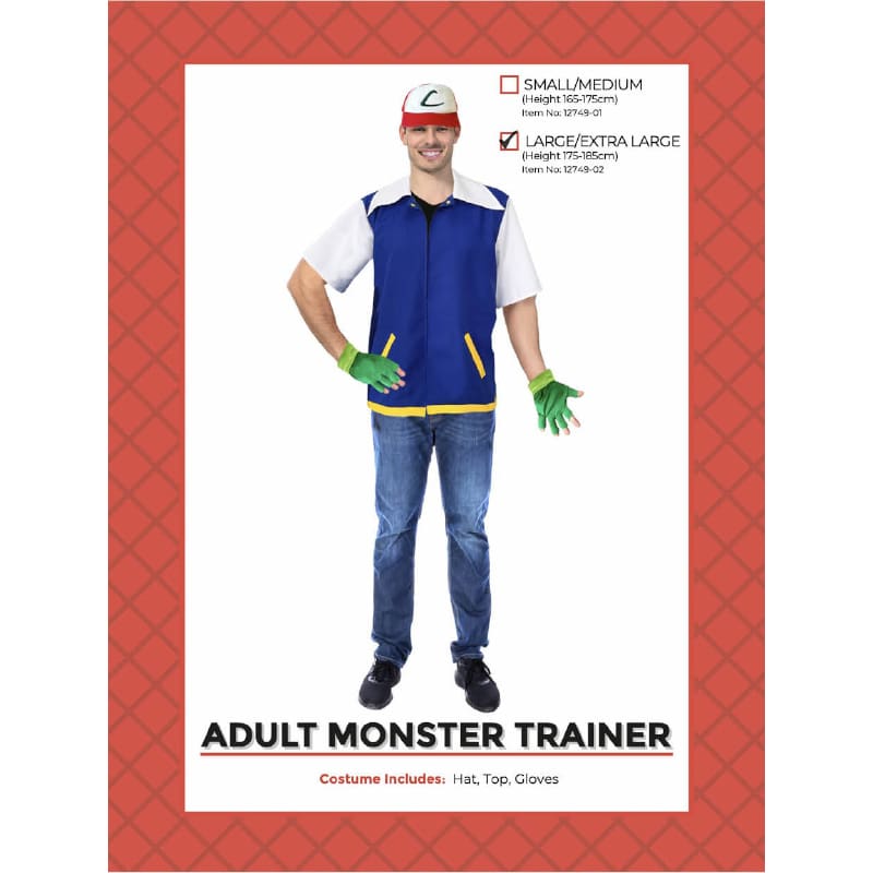 Costume Adult Trainer Ash Pokemon LXL