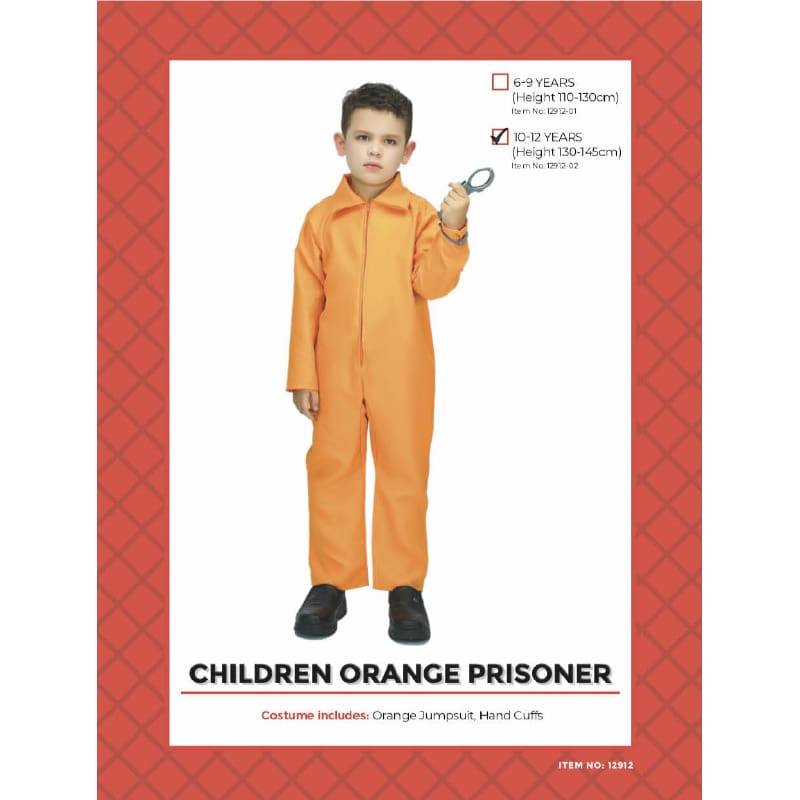 Costume Child Prisoner Orange Jump 10-12