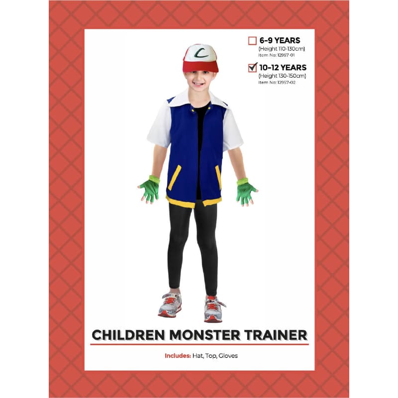 Costume Child Pokemon Ash Trainer 10-12
