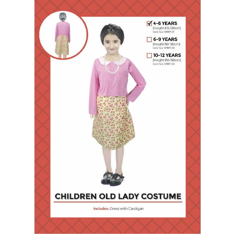 Costume Child Old Lady Pink 4-6
