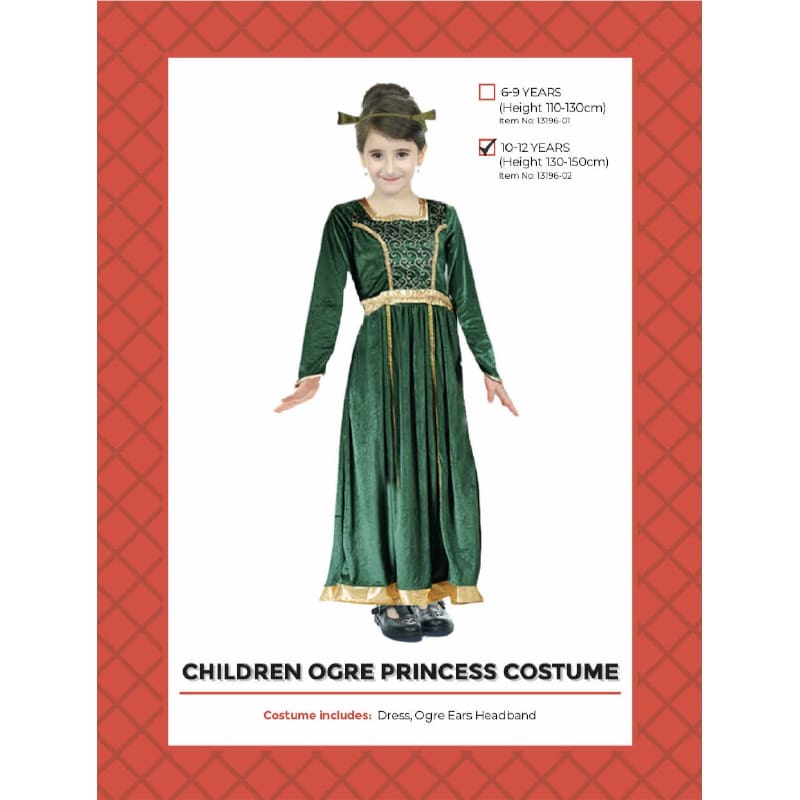 Costume Child Shrek Princess Fiona 10-12