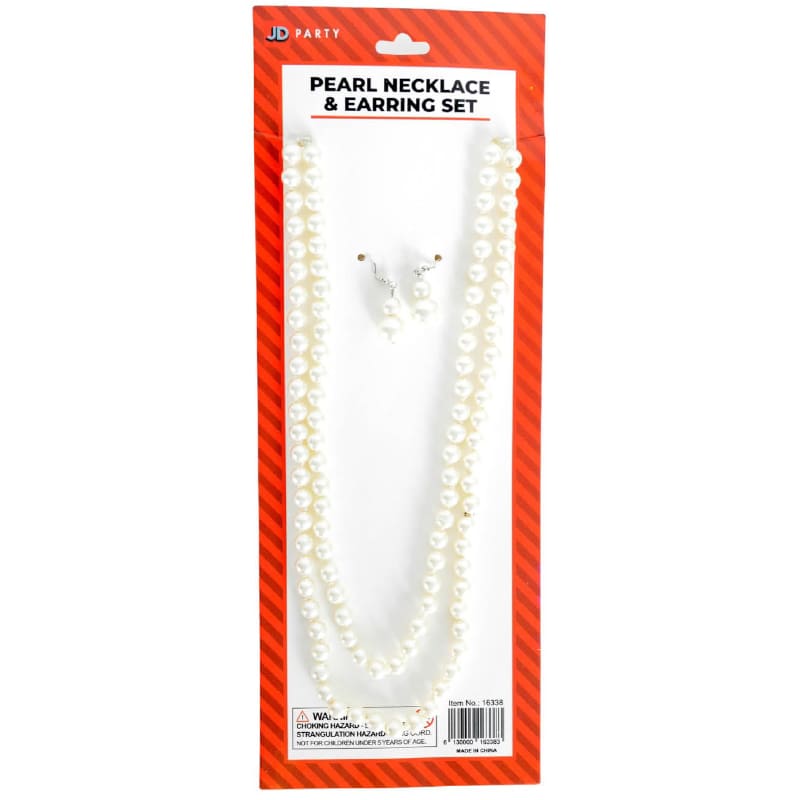 Necklace Beads White Pearl with Earrings