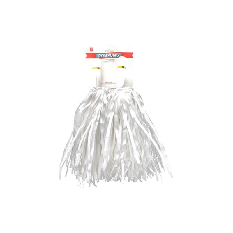 Pom Poms White Tinsel Pk2