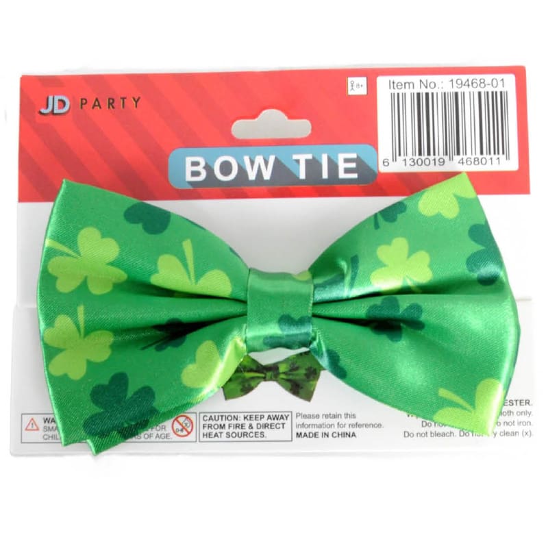 St Patricks Bow Tie Green Clovers