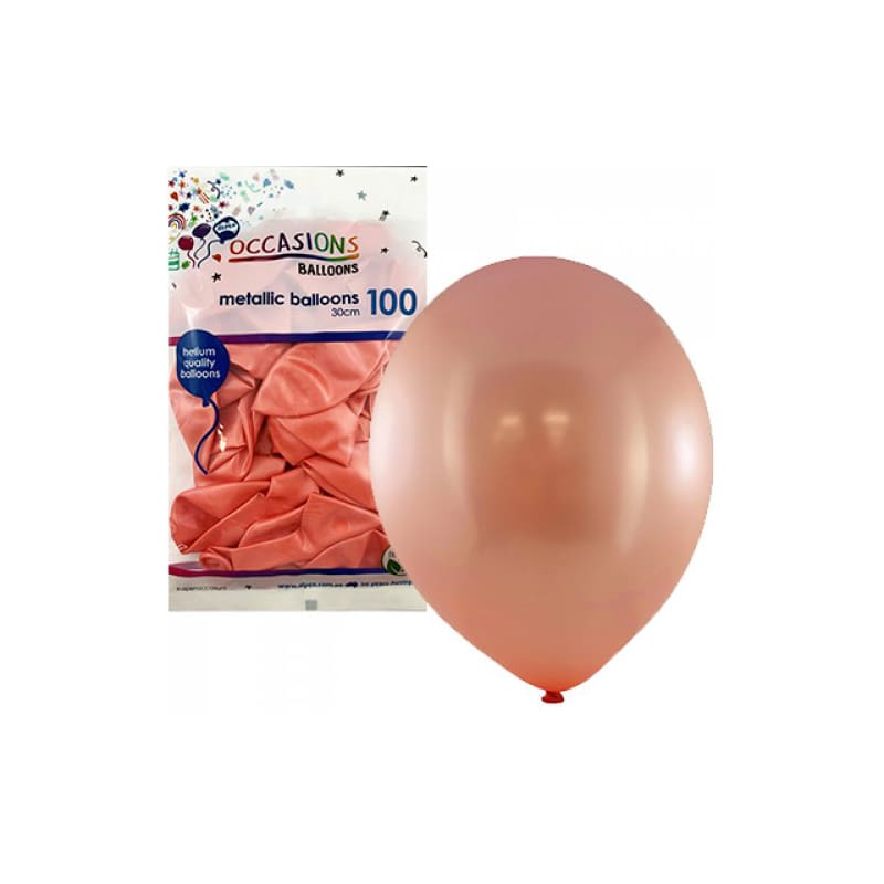 Balloons 30cm Metallic Rose Gold 100 DNR