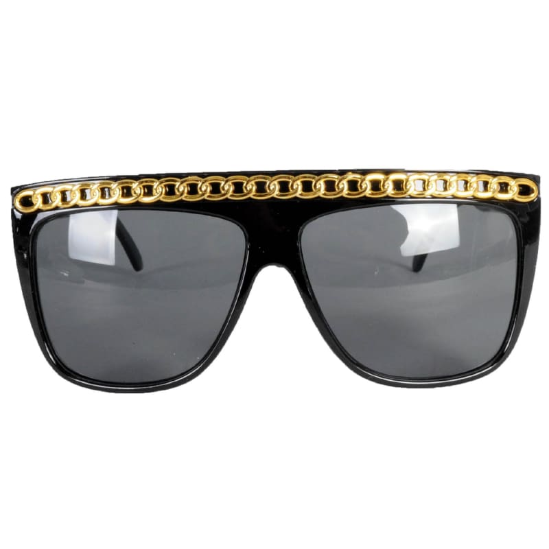 Sunglasses Black Rapper Chain Gold