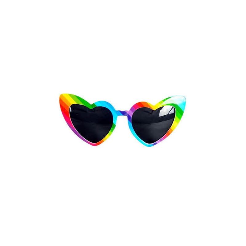 Sunglasses Heart Rainbow Black Lenses