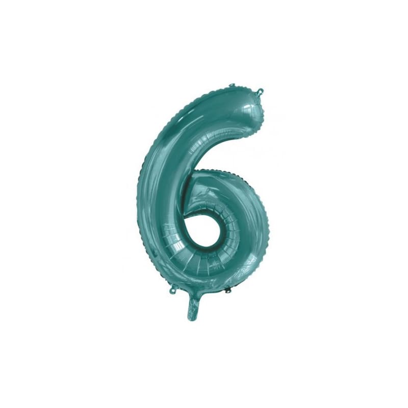 Foil Shape Number 6 Teal 86cm