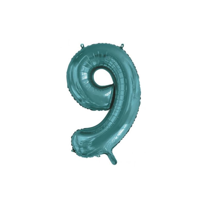 Foil Shape Number 9 Teal 86cm
