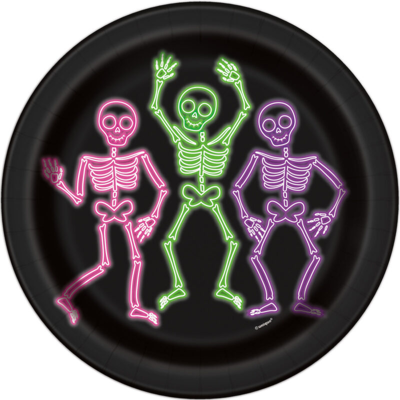 Plates 23cm Halloween Skeleton Pk8 DNR