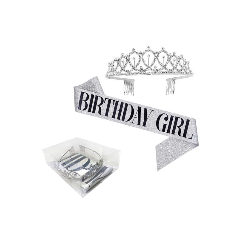 Sash and Tiara Set Birthday Girl Sil NLA