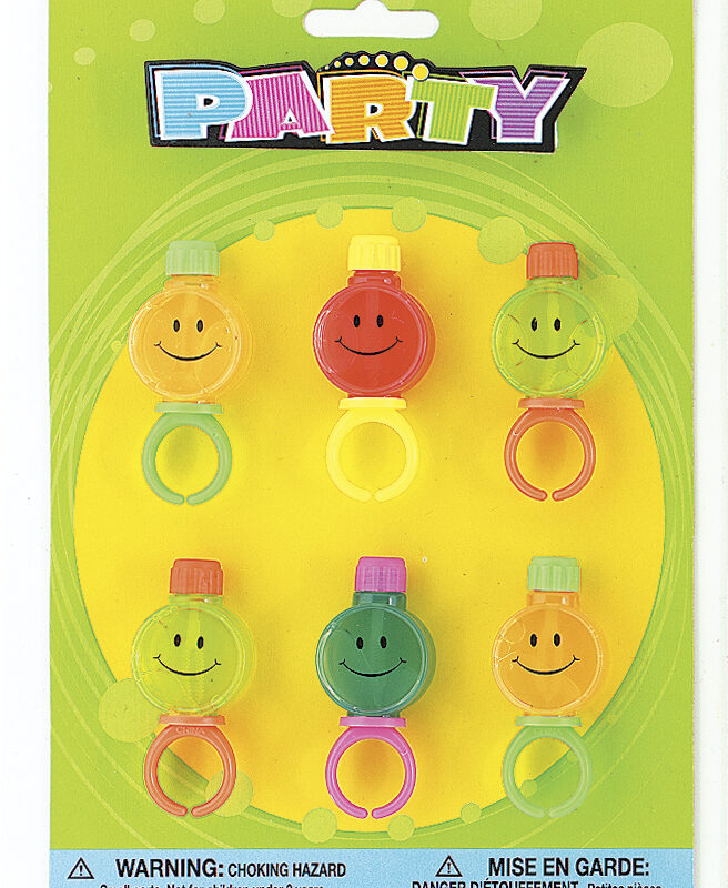 Favors Bubble Smile Rings Pk6 NLA