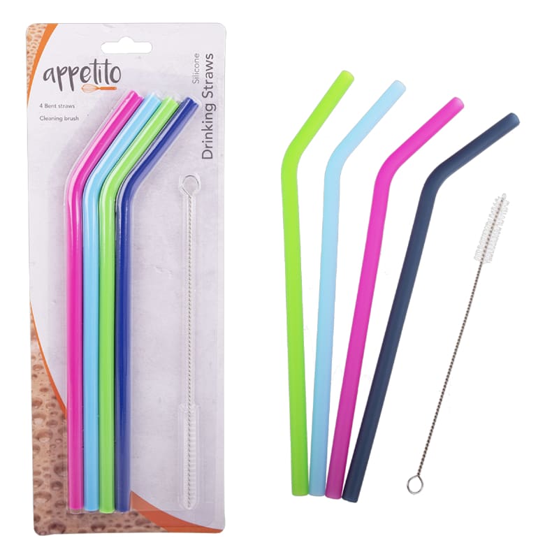 Straws Reusable Silicone Pk4