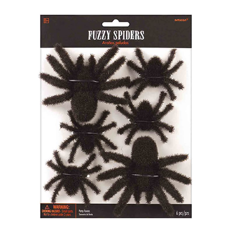Spider Hairy Black Fuzzy Pk6
