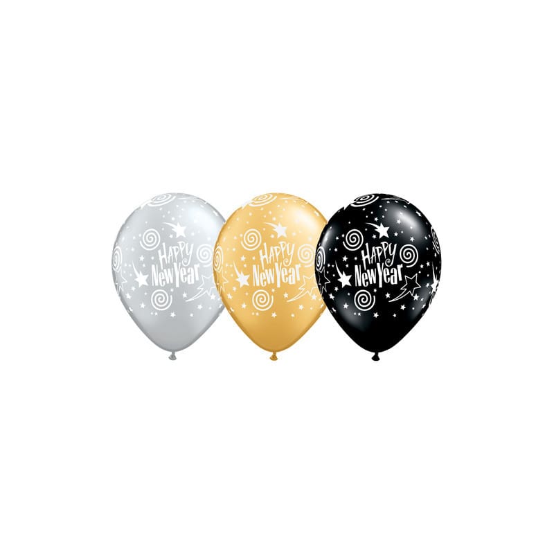 Balloons 30cm AOP New Years Asst P25 NLA