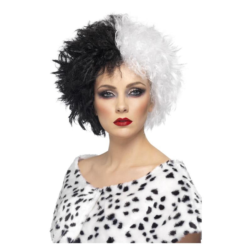Wig Evil Madame White and Black Cruella