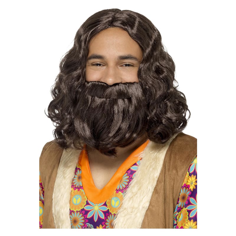 Wig & Beard Jesus Biblical Set Brown
