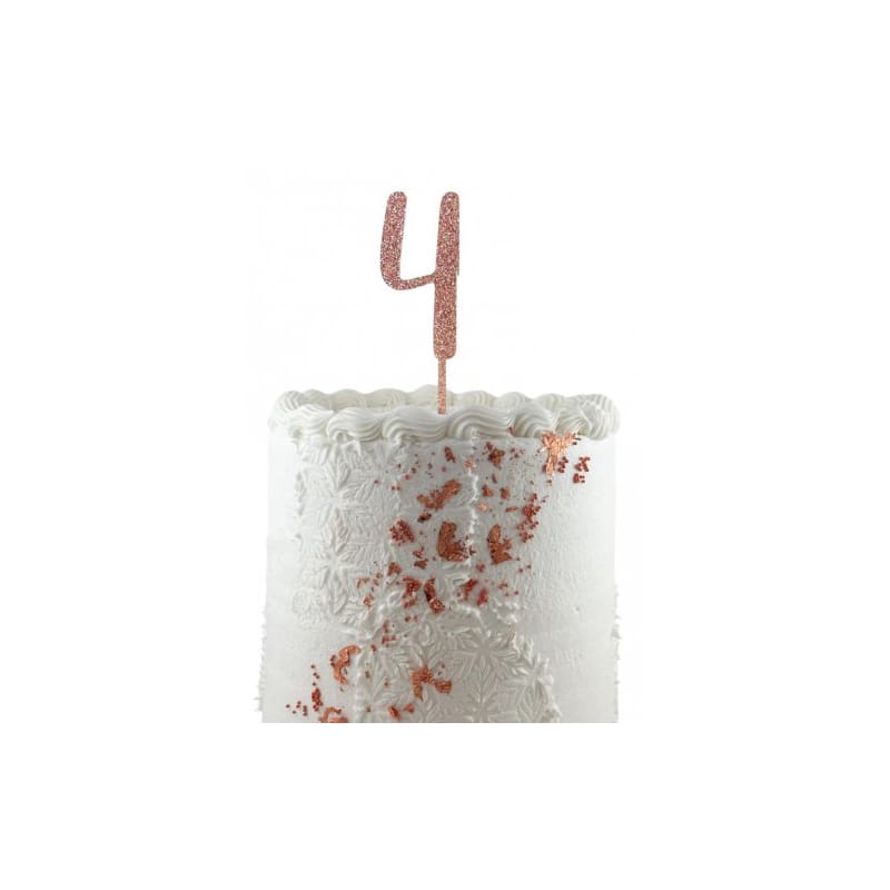 Cake Topper Acrylic Glitter Rose Gold 4